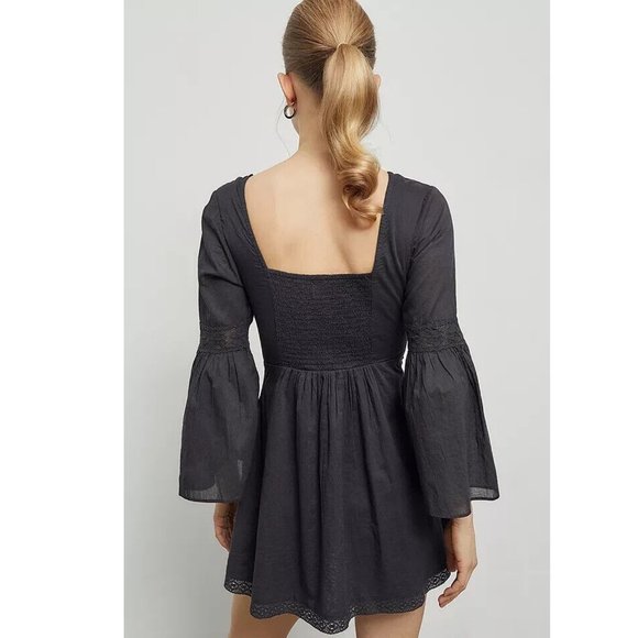 Urban Outfitters UO Carrie Corset Flute Sleeve Mini Dress Buttondown XS - Picture 3 of 8